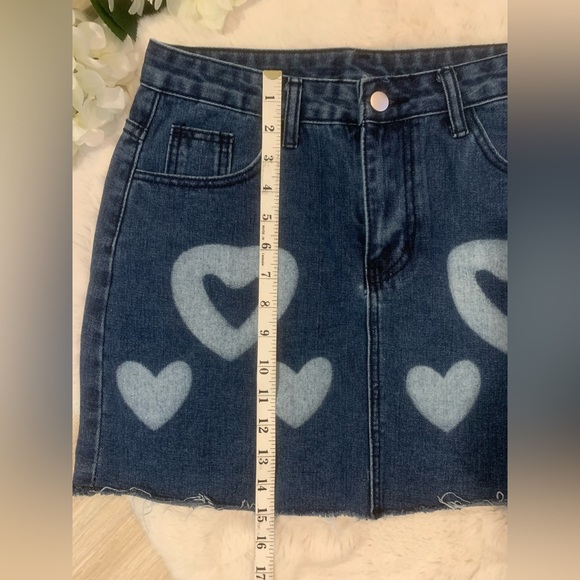 🩵New Empty Soda Chic Fun Denim Heart Mini Skirt🩵 - Picture 6 of 10